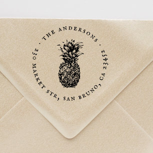 Tropiskt ananas runt Namn och Returadress Självfärgande Stämpel