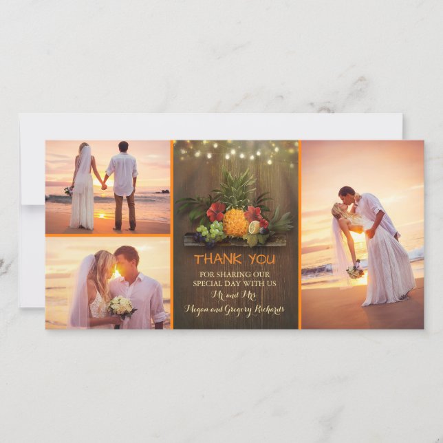 Tropiskt ananas Rustic Beach Wedding Tack (Framsida)