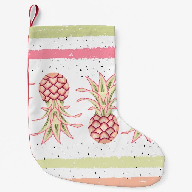 Tropiskt ananas Sömlös sommarutskrift Liten Julstrumpa (Framsidan)
