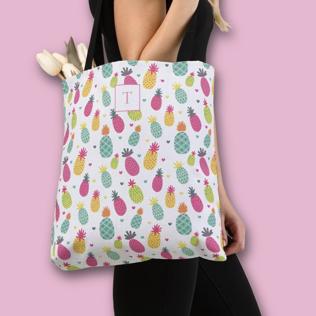 Tropiskt ananas, sommarfrukt tygkasse (Pineapple fruit all over print tote bag)