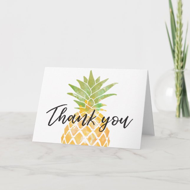Tropiskt ananas-Tack med vattenfärg Tack Kort (Framsida)