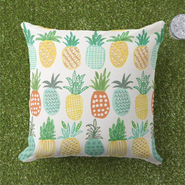 Tropiskt ananas utomhus | Pillow Utomhuskudde (Gräs)