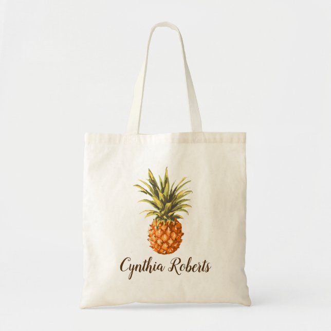 Tropiskt ananas, vattenfärgad Bridesmaid-förmån Tygkasse (Framsidan)