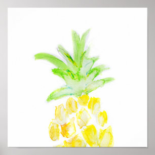 Tropiskt ananas Vattenfärgmålning Poster