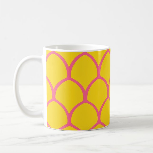 Tropiskt Ananasmönster i Rosa och Gult Kaffemugg (Vänster)