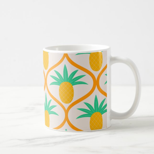 Tropiskt Ananasmönster på Orange Ogee Kaffemugg (Höger)