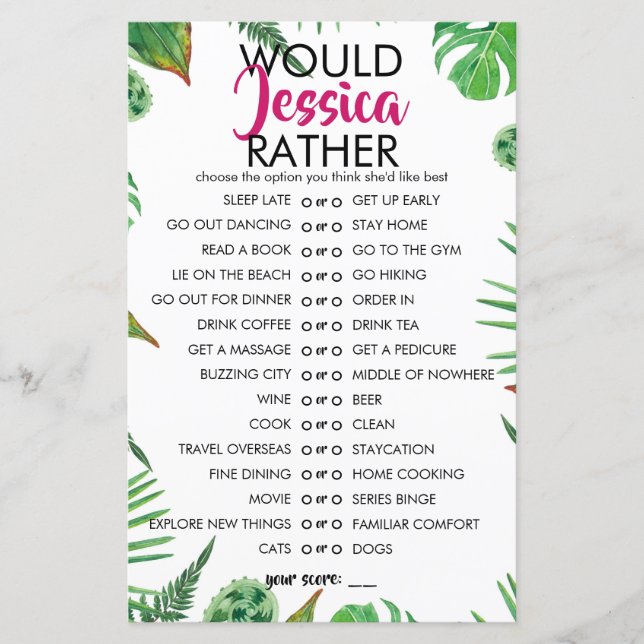 Tropiskt Anpassade i Löv skulle hon hellre spela (Framsida)