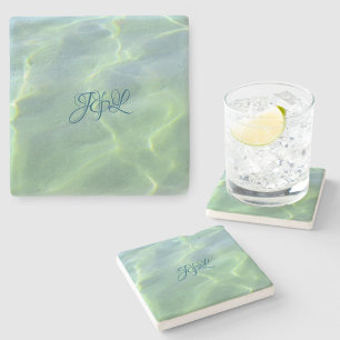 Tropiskt Aquamarine Vatten med Initialer Stenunderlägg
