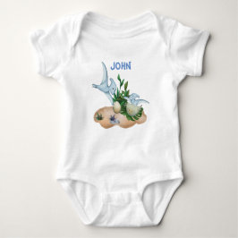 Tropiskt Baby Dinosaurs eget namn Baby Bodykostym T Shirt