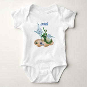 Tropiskt Baby Dinosaurs eget namn Baby Bodykostym T Shirt