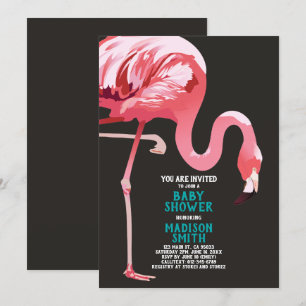 Tropiskt babyskor för Cute Flamingo Inbjudningar