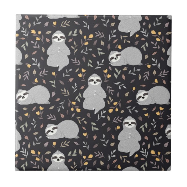 Tropiskt babySlothmönster Kakelplatta (Framsidan)