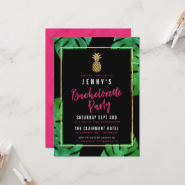 Tropiskt Bachelorette Party/Guld Pineapple Inbjudningar