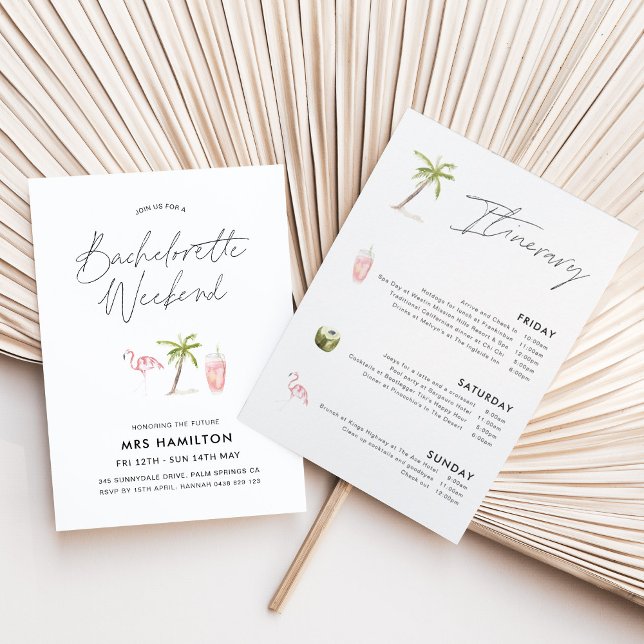 Tropiskt Bachelorette Party Helg Itinerary Inbjudningar (Skapare uppladdad)