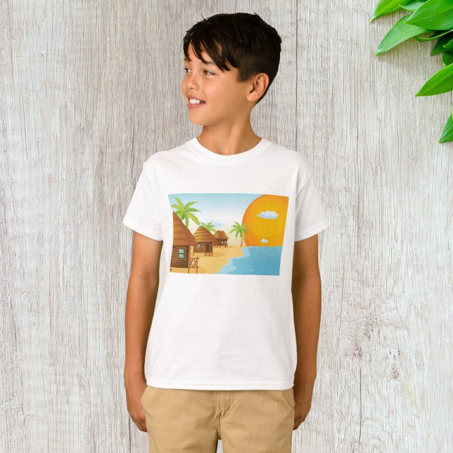Tropiskt bågsolnedgång med tunna huts t shirt (Skapare uppladdad)