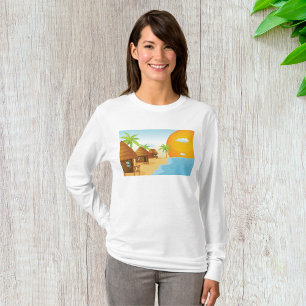 Tropiskt bågsolnedgång med tunna huts t shirt