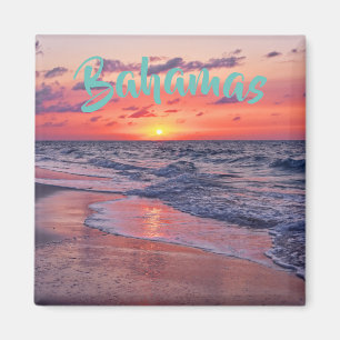 Tropiskt Bahamas Sunset Paradise Beach Magnet