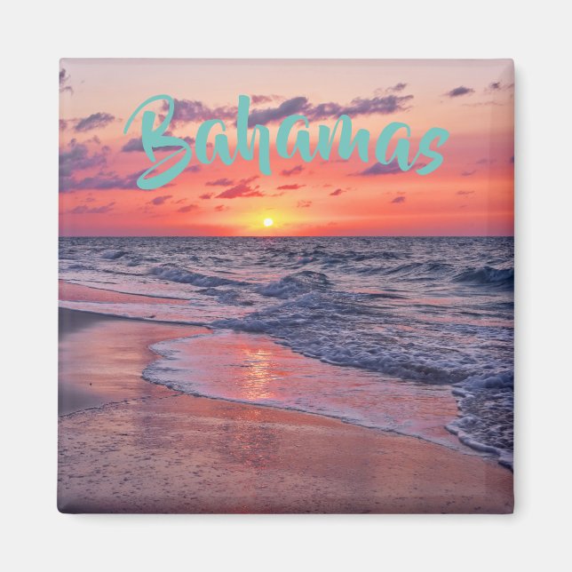 Tropiskt Bahamas Sunset Paradise Beach Magnet (Framsidan)