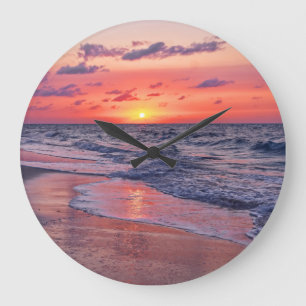 Tropiskt Bahamas Sunset Paradise Beach Stor Klocka