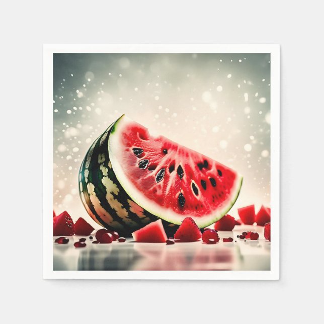 Tropiskt bärgningssegment av vattenmelon pappersservett (Framsidan)