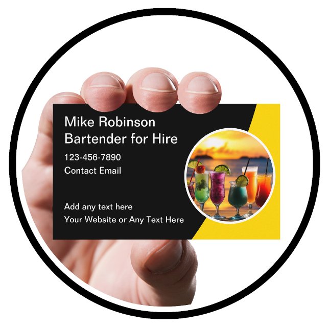 Tropiskt bartender-Affärskort för hyresgäster Visitkort (Skapare uppladdad)