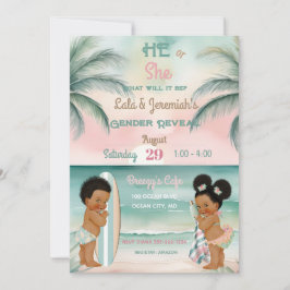Tropiskt Beach Baby Gender Reveal  Sage Inbjudningar