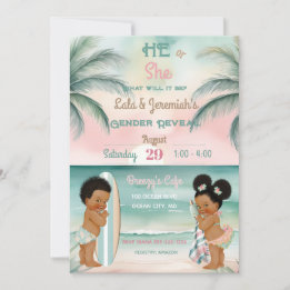Tropiskt Beach Baby Gender Reveal  Sage Inbjudningar