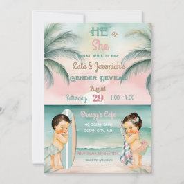 Tropiskt Beach Baby Gender Reveal  Sage Inbjudningar