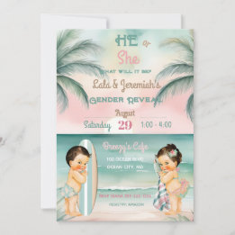 Tropiskt Beach Baby Gender Reveal  Sage Inbjudningar