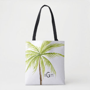 Tropiskt Beach Bag Handflatan Träd Monogram Tygkasse