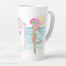 Tropiskt Beach Bathing Beauty Latte Kopp