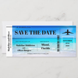 Tropiskt Beach Boarding Pass Bröllop Spara Datum