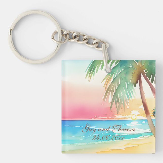 Tropiskt Beach-bröllop med vattenfärg (Framsidan)