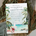 Tropiskt Beach-bröllop med vattenfärg Inbjudningar<br><div class="desc">Oavsett vilken tid på året kan vi låtsas att vi befinner oss på en tropiskt ösklippare. Även om paletten framkallar en tropisk känsla är den ganska anpassningsbar i olika stilar, t.ex. bohemi, rustik och modern. Elegantens blommigt, varma huvar och mejeriaccenter är alla grundläggande för roligt party. Få redot att gå...</div>