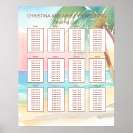 Tropiskt Beach-bröllop med vattenfärg Poster