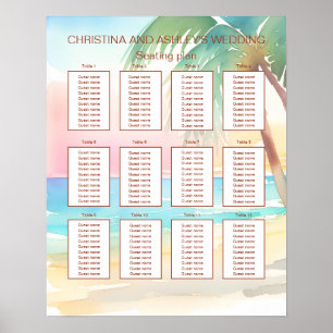 Tropiskt Beach-bröllop med vattenfärg Poster