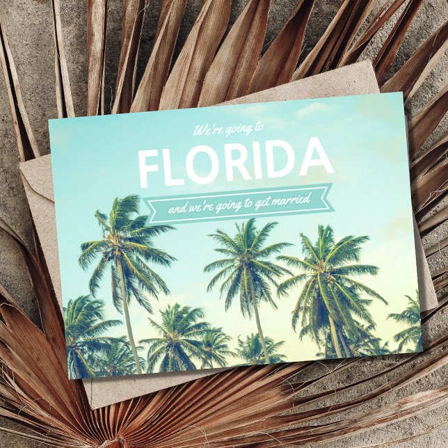 Tropiskt Beach-bröllop Spara datumet Meddelande Vykort (Skapare uppladdad)