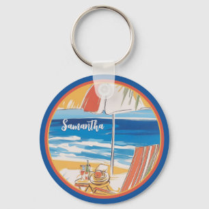 Tropiskt Beach Escape - Personlig, sommartid Nyckelring
