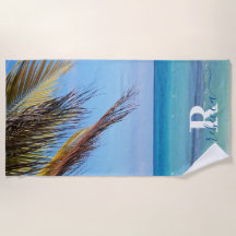 Tropiskt Beach Handflatan Monogram Namn