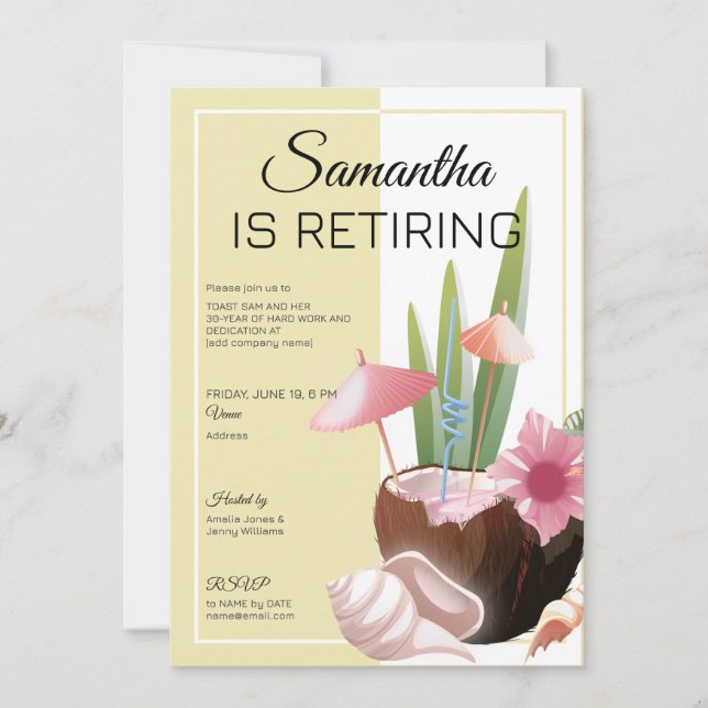 Tropiskt Beach Pension Farewell Cocktail Party Inbjudningar (Framsida)