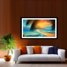 Tropiskt Beach Sand Sea handflatan Poster träd