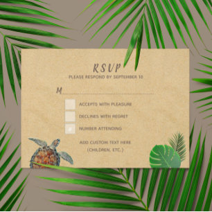 Tropiskt Beach Sea Turtle-Bröllop OSA-kort OSA Kort