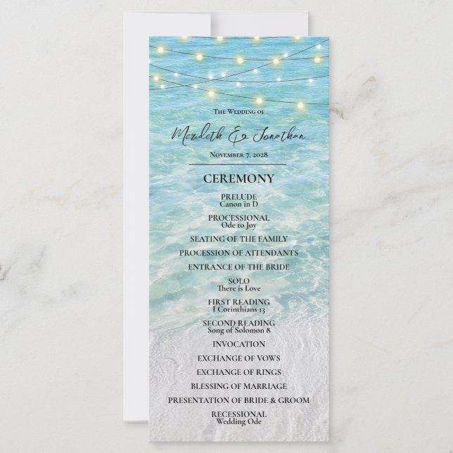 Tropiskt Beach Seaside String Light Bröllop (Framsida)