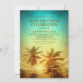 Tropiskt Beach ThLED 30års födelsedag Party Hawaii Inbjudningar