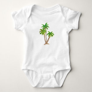 Tropiskt Beach Träd-vattenfärg för Handflatan T Shirt