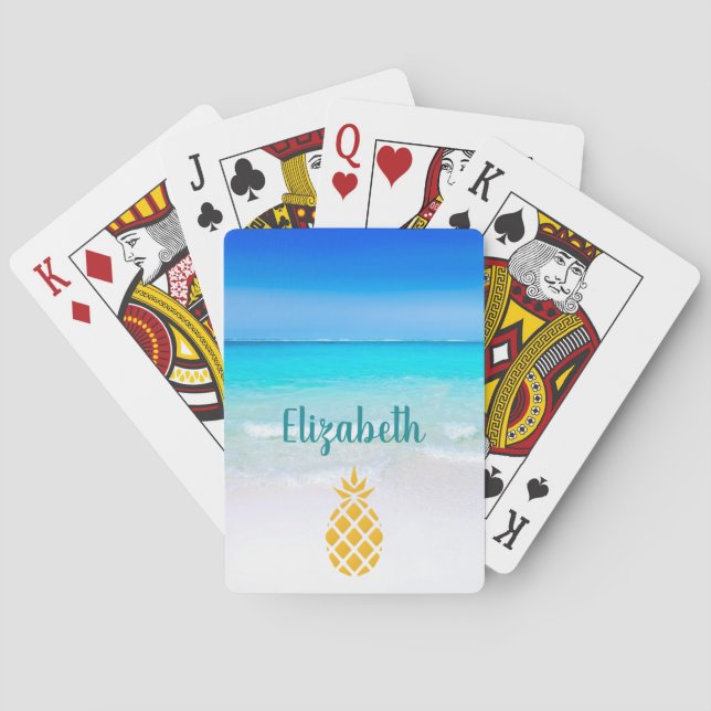 Tropiskt Beach Turquise Sea med ananas Casinokort (Baksidan)