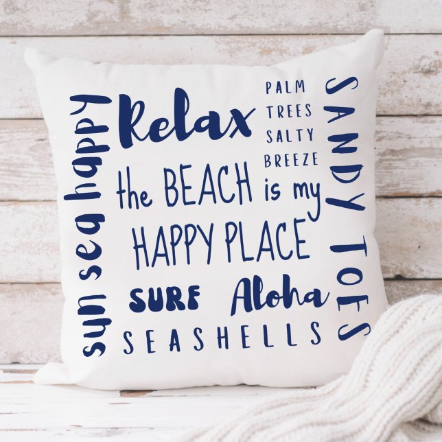 Tropiskt Beach Typography Coastal Kudde (Skapare uppladdad)