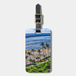 Tropiskt Beach View Ocean Handflatan Träd Hawaiian Bagagebricka