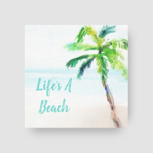 Tropiskt Beach Watercolor Handflatan Träd Canvastryck