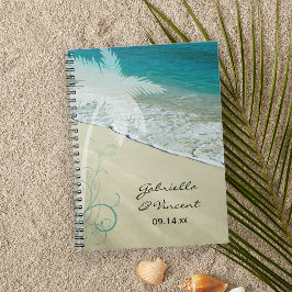 Tropiskt Beach Wedding Anteckningsbok Med Spiral
